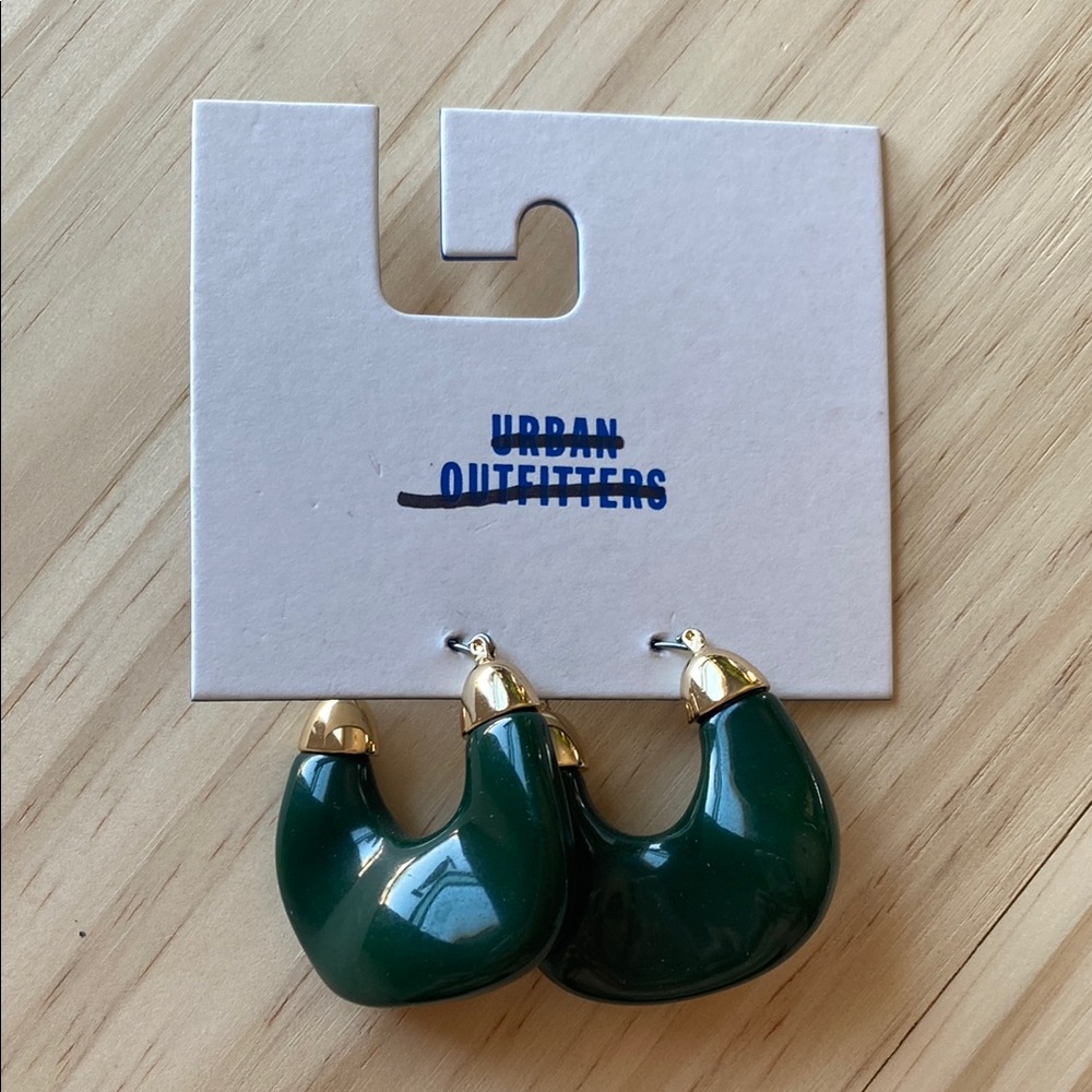 Urban Outfitters Green and Gold Earrings